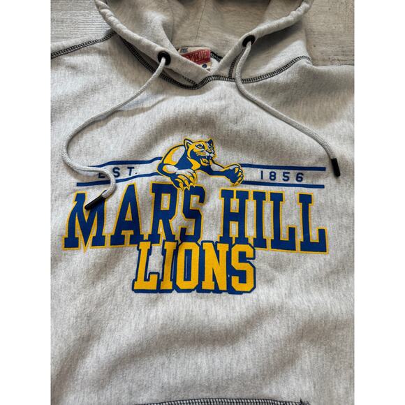 Vintage Mars Hill University Lions Gray Stitched Hoodie LARGE Pro-Weave - Picture 4 of 7